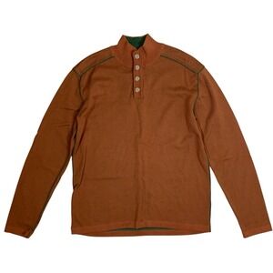 Sundance Cotton Henley Pullover Brown Green Trim Cozy Casual XXL Men's